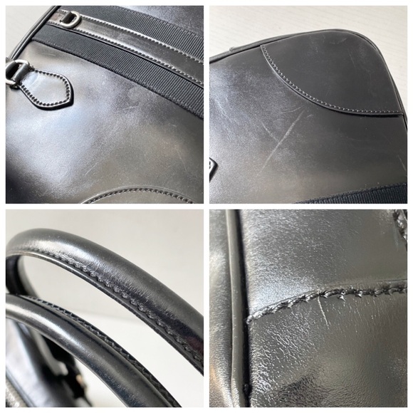 Prada RARE black shiny leather striped bowling bag satchel - Picture 8 of 13